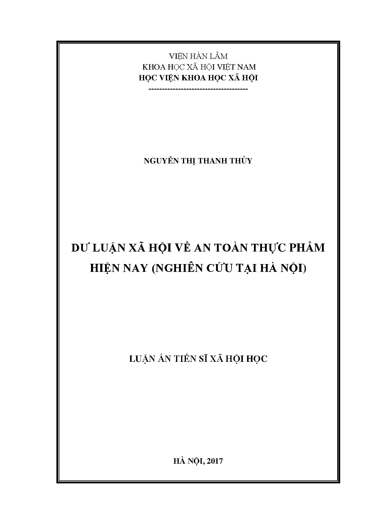 Dư luận xã hội về an toàn thực phẩm