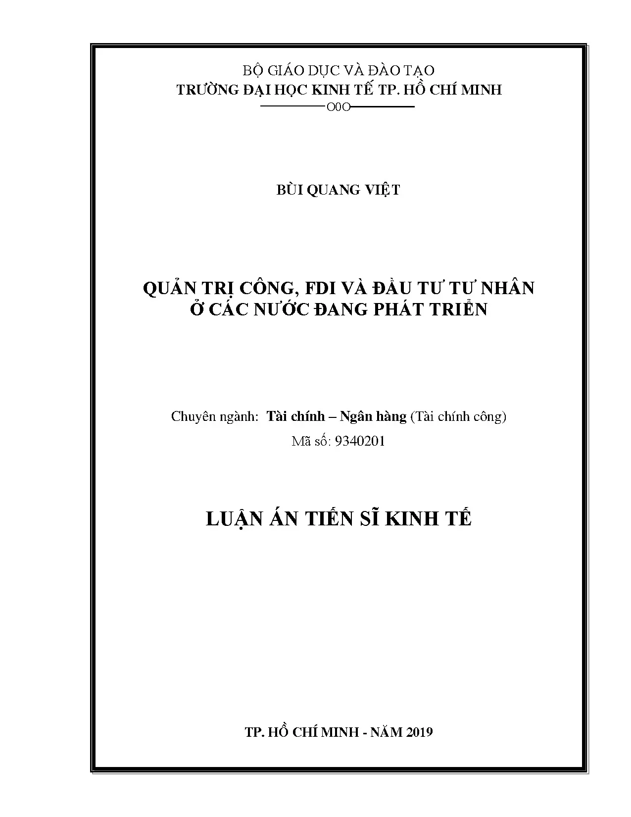 FDI và quản trị công ảnh hưởng đầu tư tư nhân ở nước đang phát triển