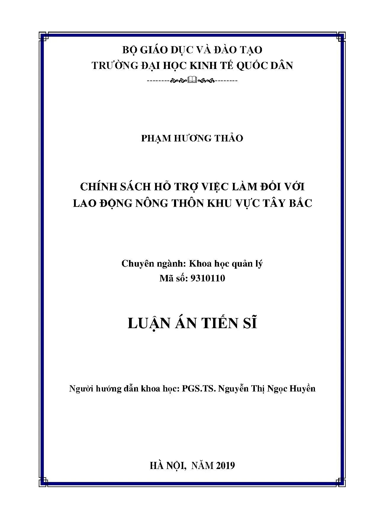 Luận án tiến sĩ chính sách hỗ trợ việc làm đối với lao động