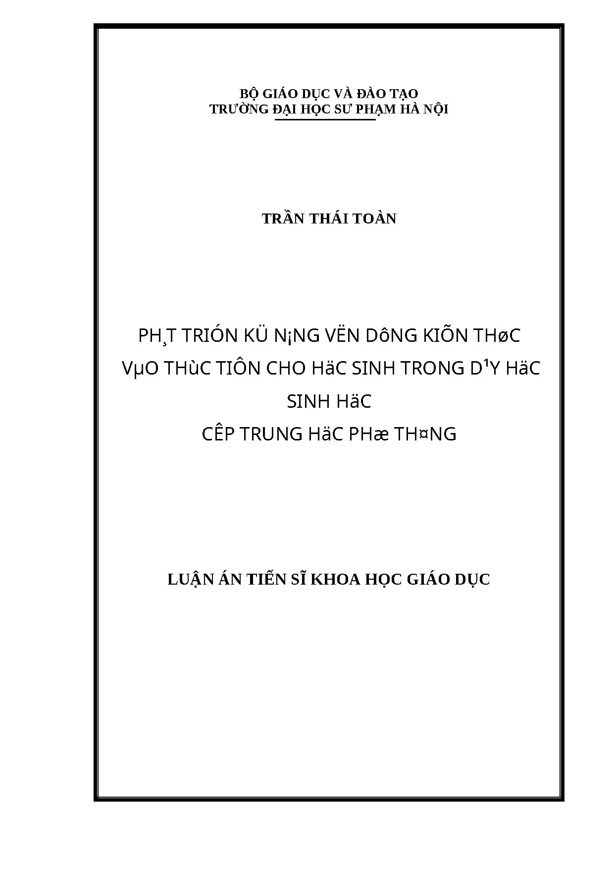 Phát triển kĩ năng vận dụng kiến thức vào thực tiễn cho HS THPT
