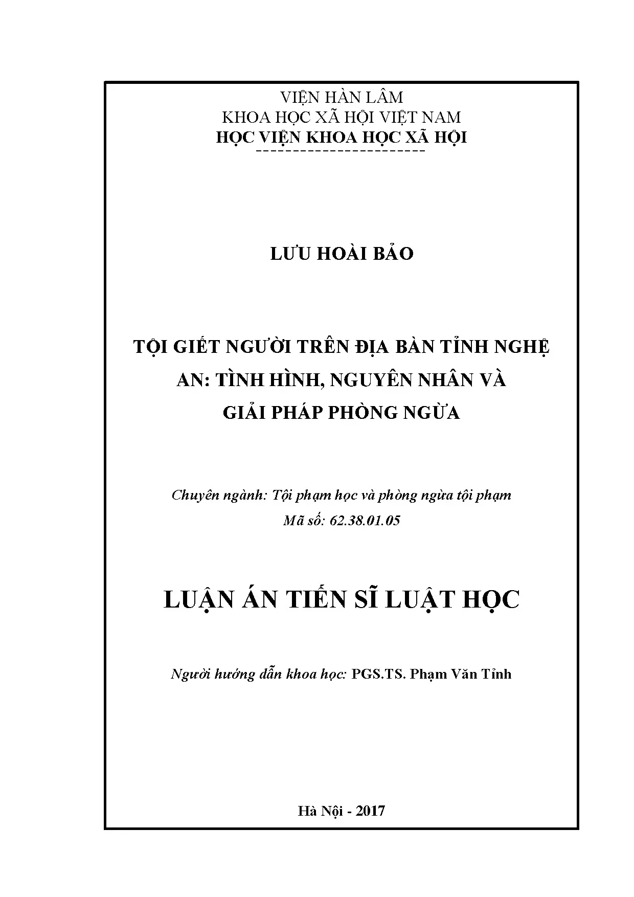 Nghiên cứu tội giết người ở Nghệ An: Tình hình và giải pháp
