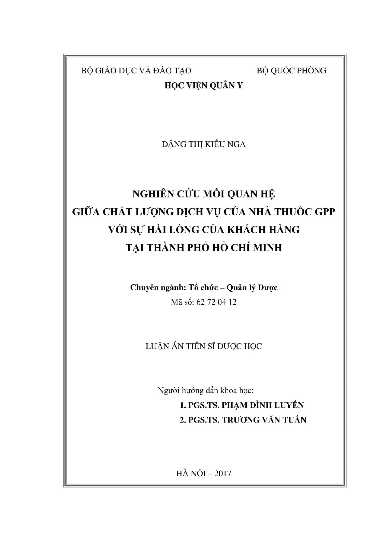 Nghiên cứu mối quan hệ giữa chất lượng dịch vụ của nhà thuốc