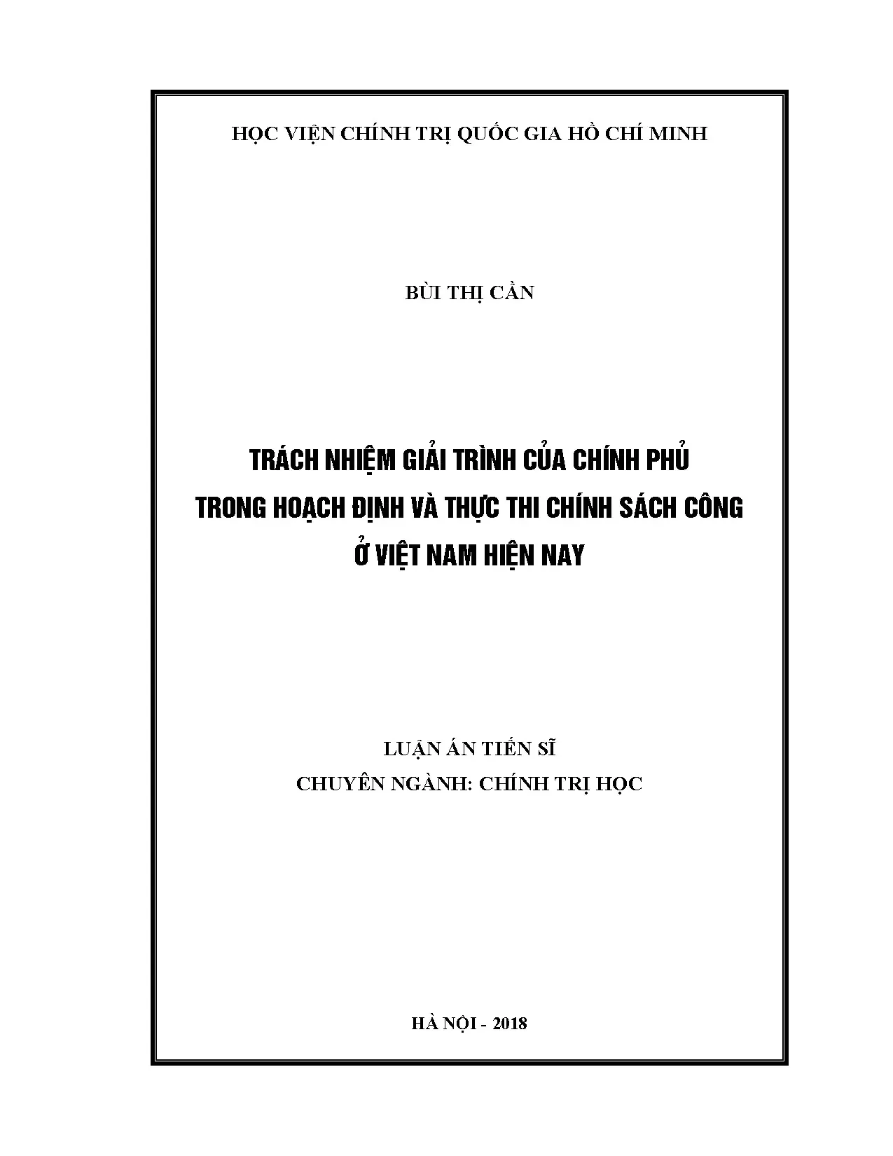 Trách nhiệm giải trình của chính phủ trong hoạch định và thực thi chính sách công