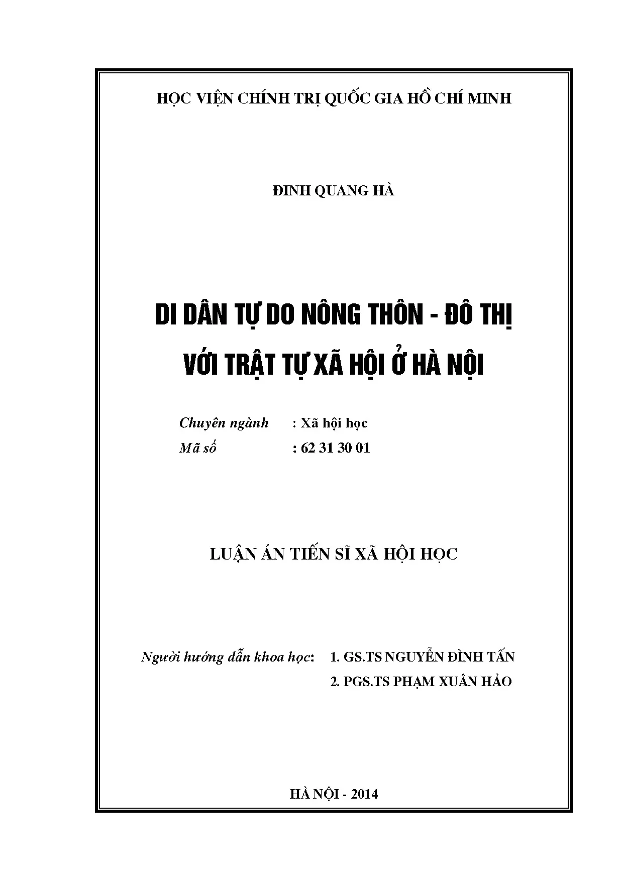 Di dân nông thôn - đô thị và trật tự xã hội Hà Nội