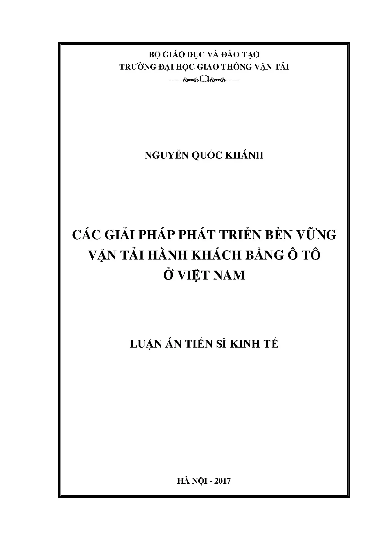 Giải pháp phát triển bền vững vận tải hành khách bằng ô tô ở Việt Nam