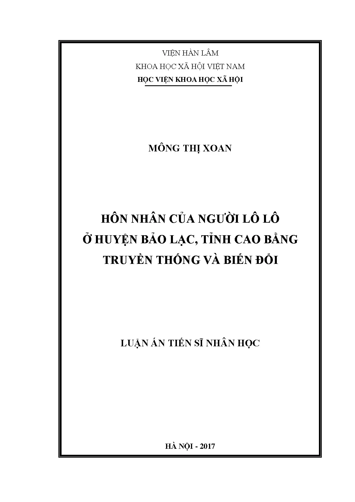 Hôn nhân người Lô Lô ở Bảo Lạc - Truyền thống và biến đổi