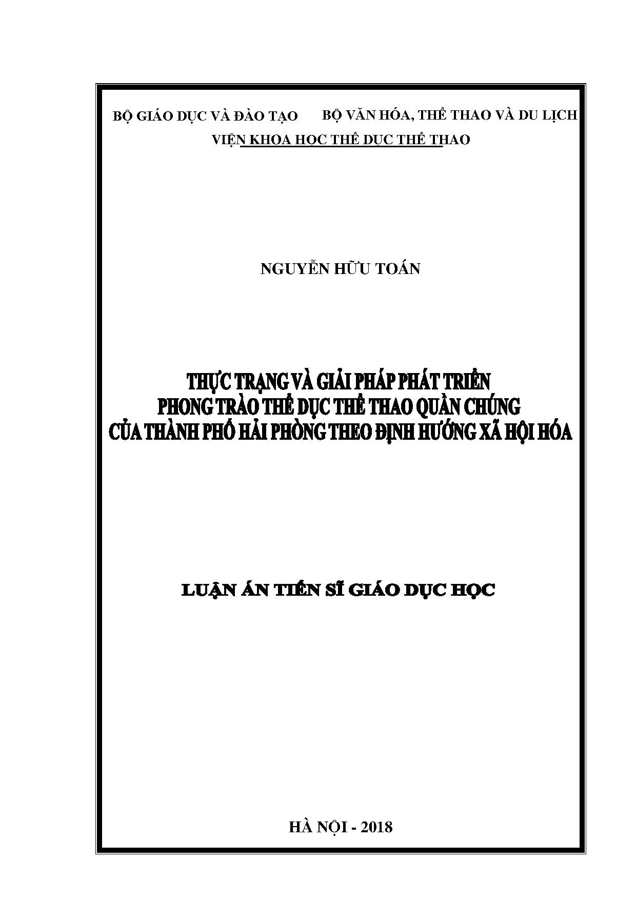 Phát triển TDTT quần chúng Hải Phòng theo định hướng xã hội hóa