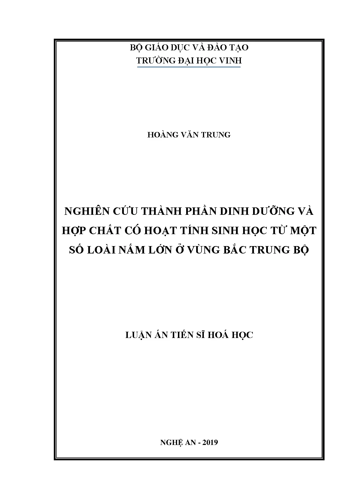 Dinh dưỡng và hợp chất sinh học từ nấm lớn Bắc Trung Bộ