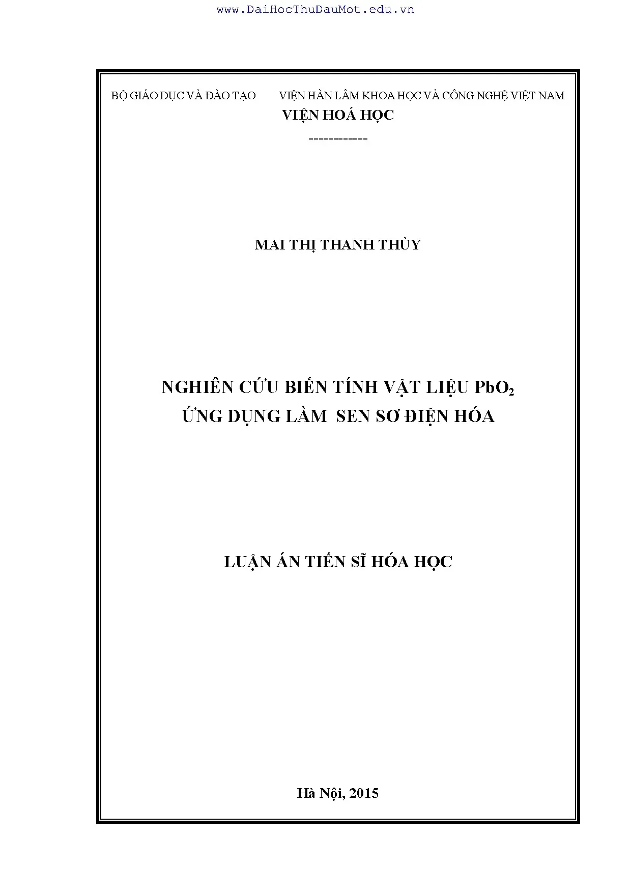 Biến tính vật liệu PbO2 ứng dụng sen sơ điện hóa