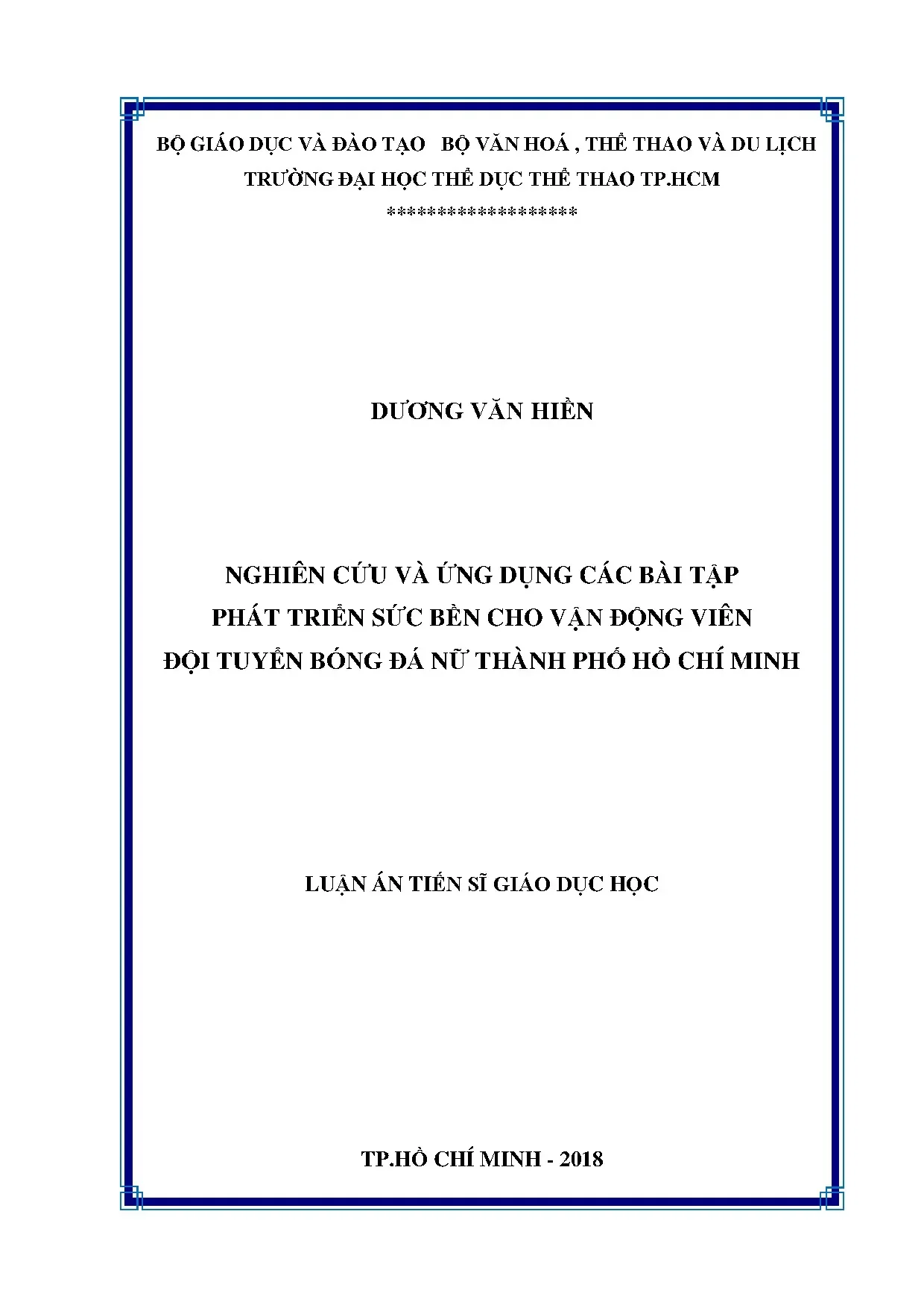 Nghiên cứu bài tập phát triển sức bền bóng đá nữ TP.HCM