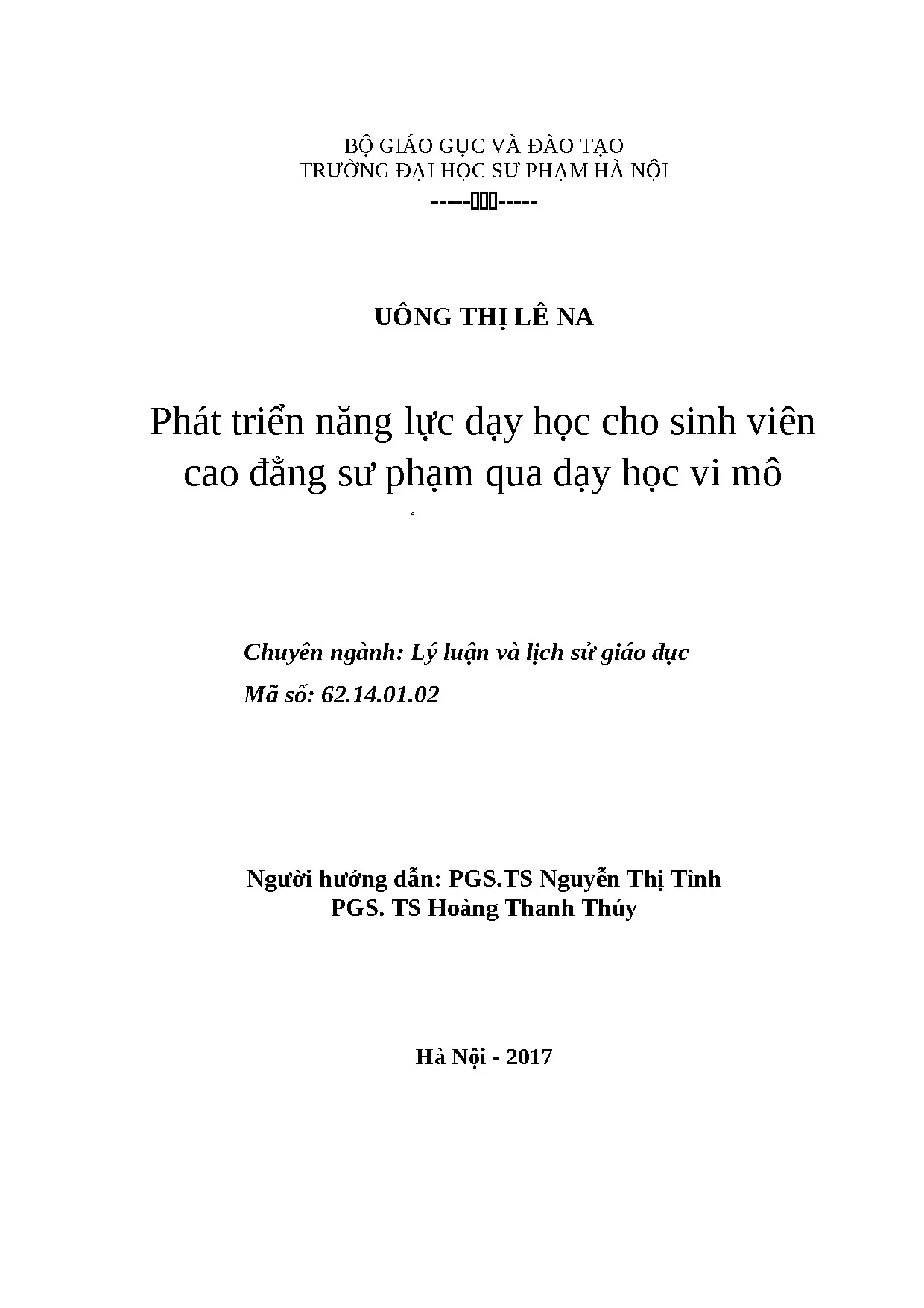 Phát triển năng lực dạy học sinh viên CĐSP qua dạy học vi mô
