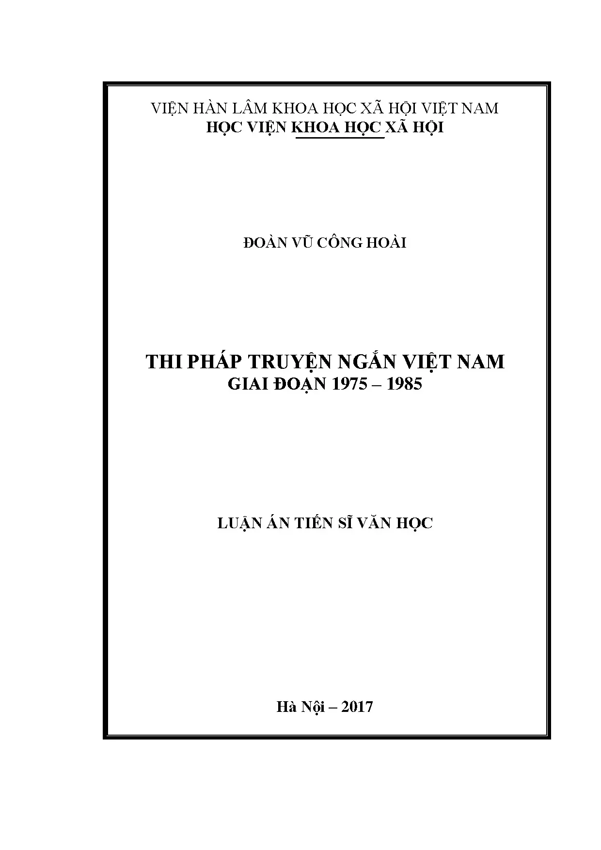 Thi pháp truyện ngắn Việt Nam 1975–1985 - Luận án tiến sĩ