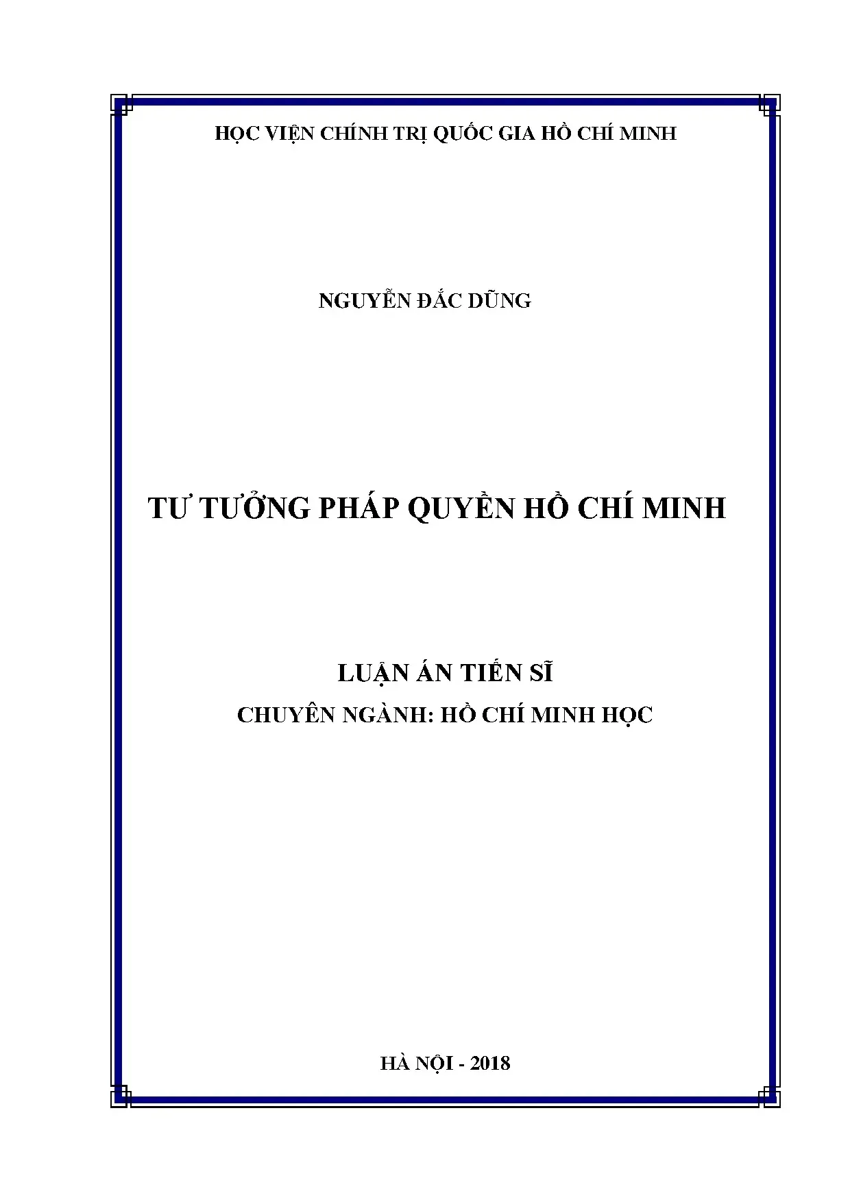 Luận án Tư tưởng pháp quyền Hồ Chí Minh