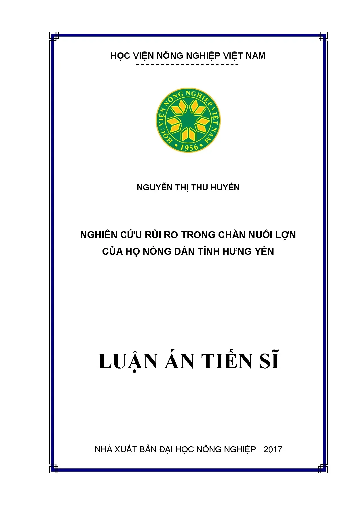Nghiên cứu rủi ro chăn nuôi lợn tại tỉnh Hưng Yên