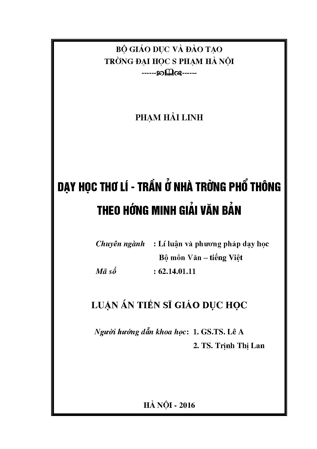 Dạy học thơ Lý-Trần phổ thông theo hướng minh giải văn bản