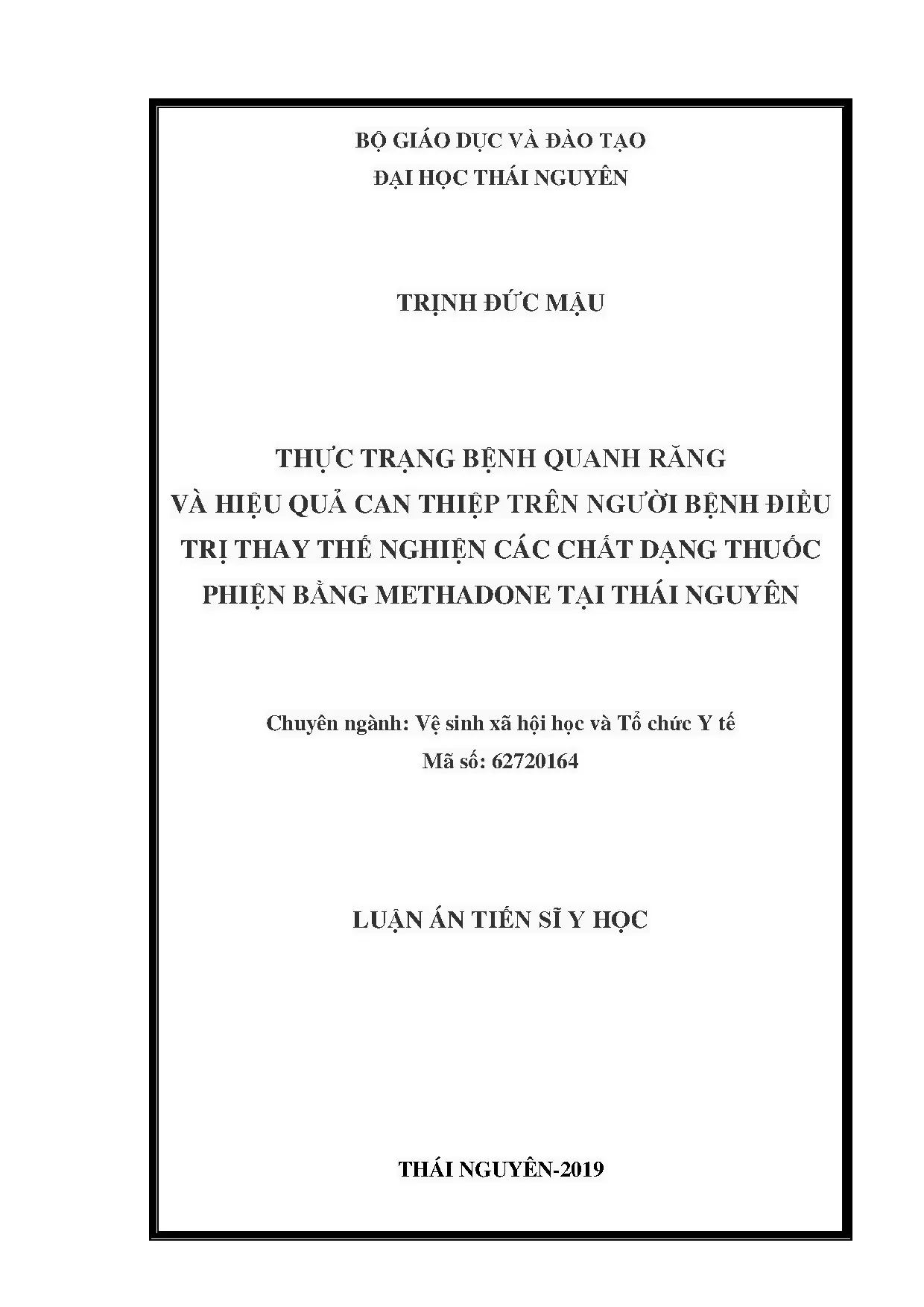 Thực trạng bệnh quanh răng và hiệu quả can thiệp bằng methadone