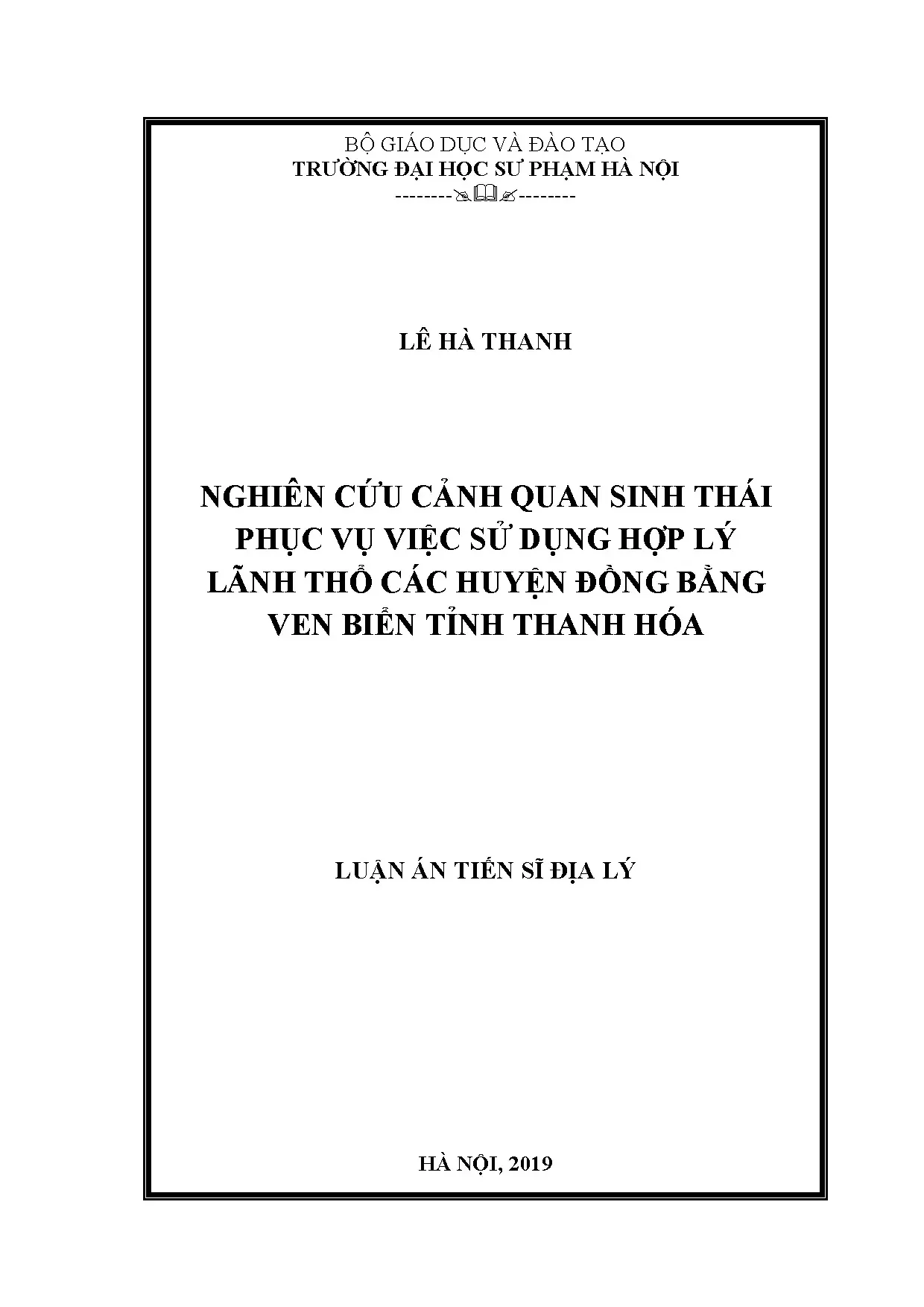 Cảnh quan sinh thái ven biển Thanh Hóa: Sử dụng hợp lý lãnh thổ
