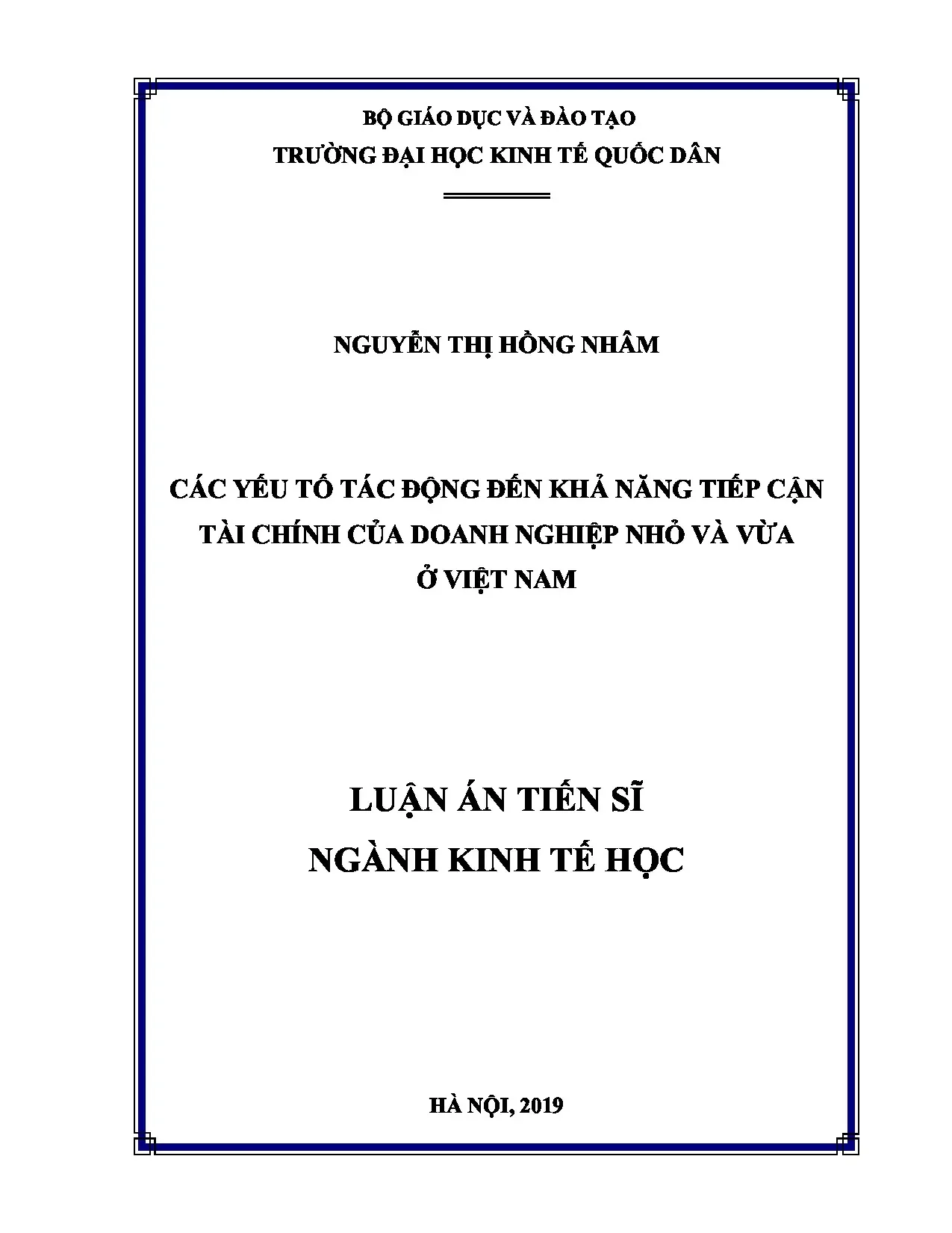 Các yếu tố tiếp cận tài chính SME Việt Nam