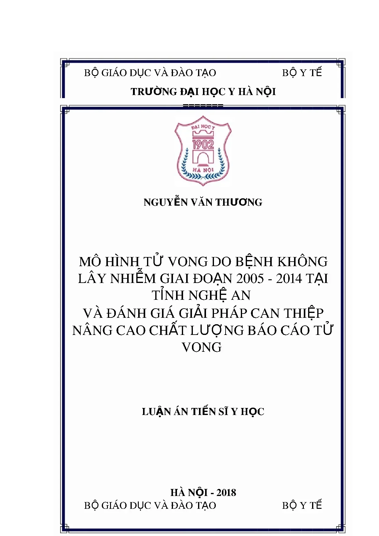 Tử vong do bệnh không lây nhiễm tại Nghệ An 2005‑2014