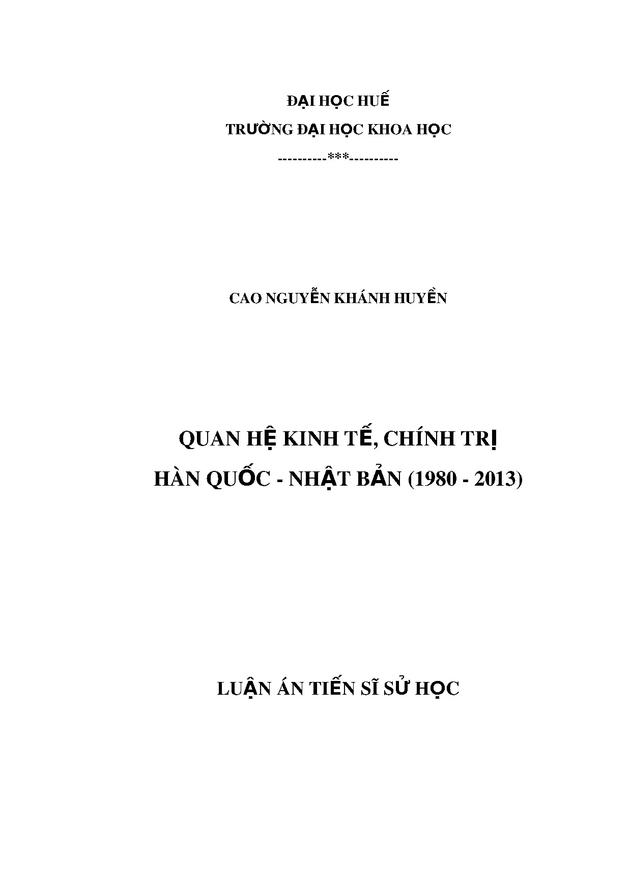 Quan hệ kinh tế, chính trị Hàn Quốc - Nhật Bản (1980-2013)