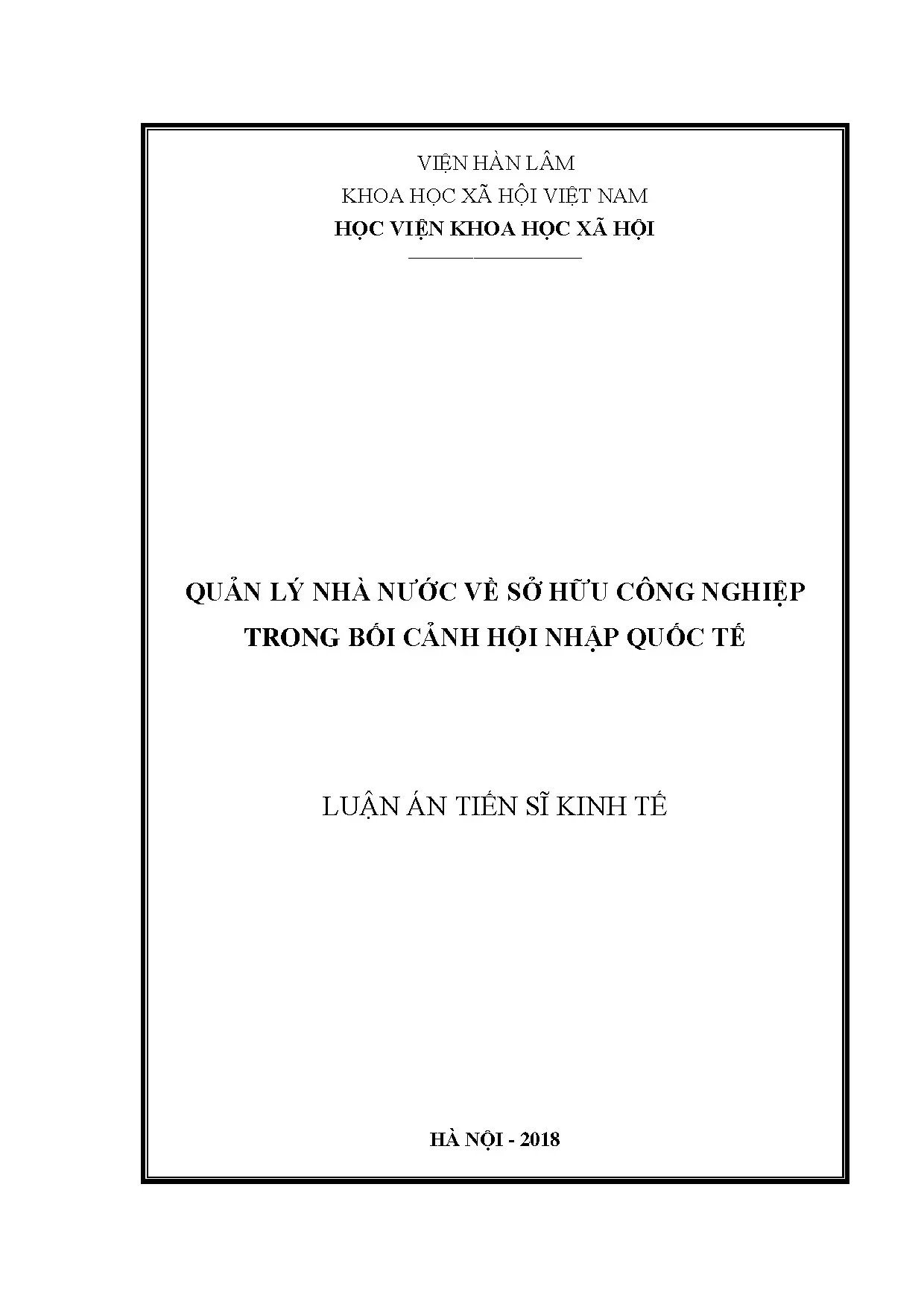 Quản lý nhà nước - Sở hữu công nghiệp hội nhập quốc tế