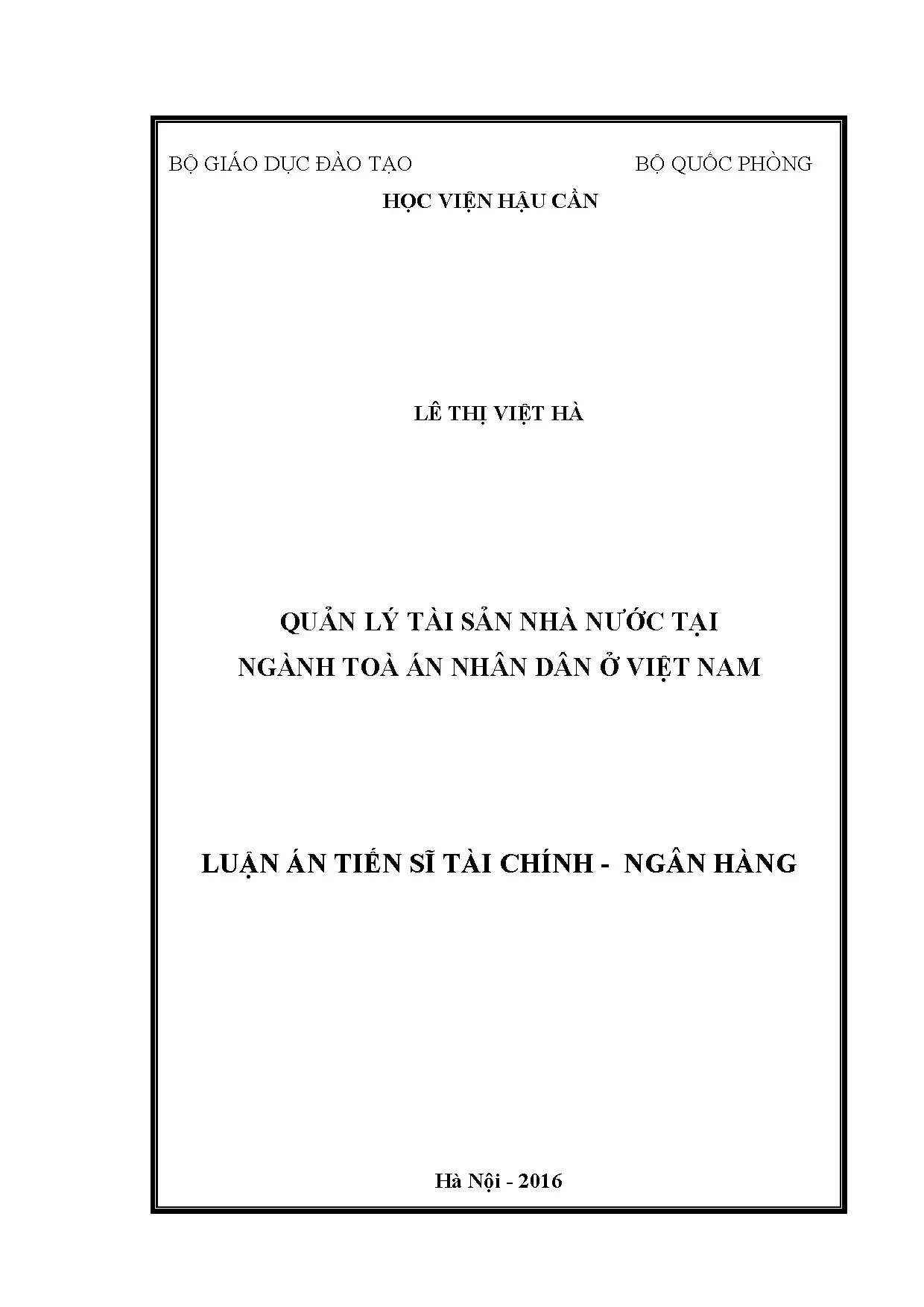 Quản lý tài sản nhà nước tại ngành tòa án nhân dân Việt Nam