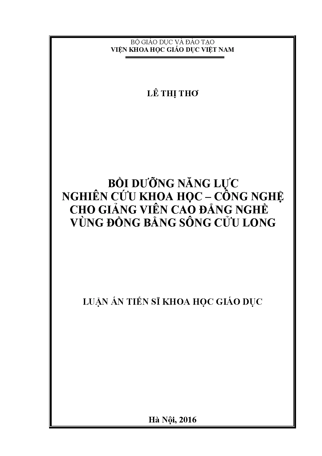 Bồi dưỡng năng lực nghiên cứu khoa học - công nghệ cho giảng viên cao đẳng nghề