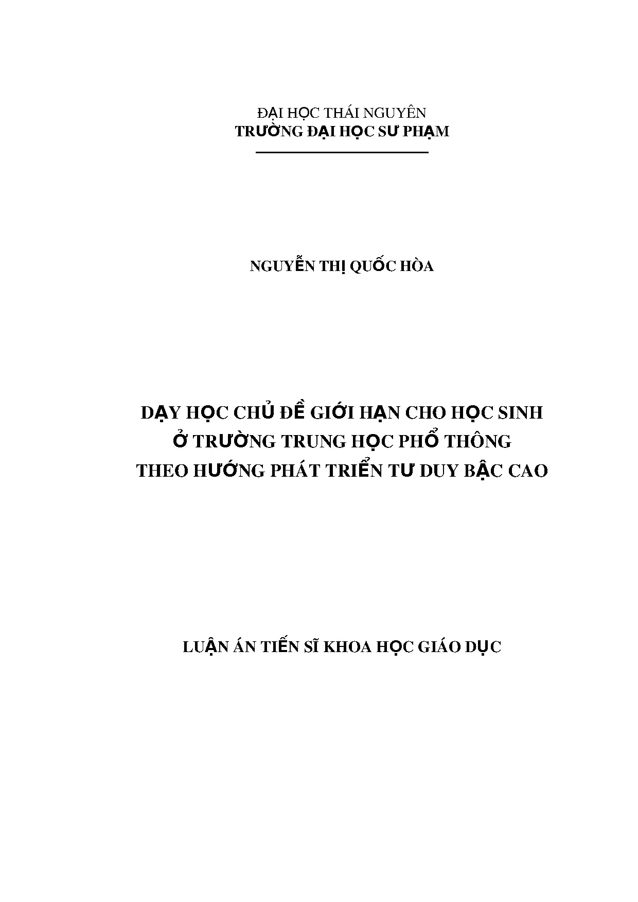 Phát triển tư duy bậc cao cho học sinh