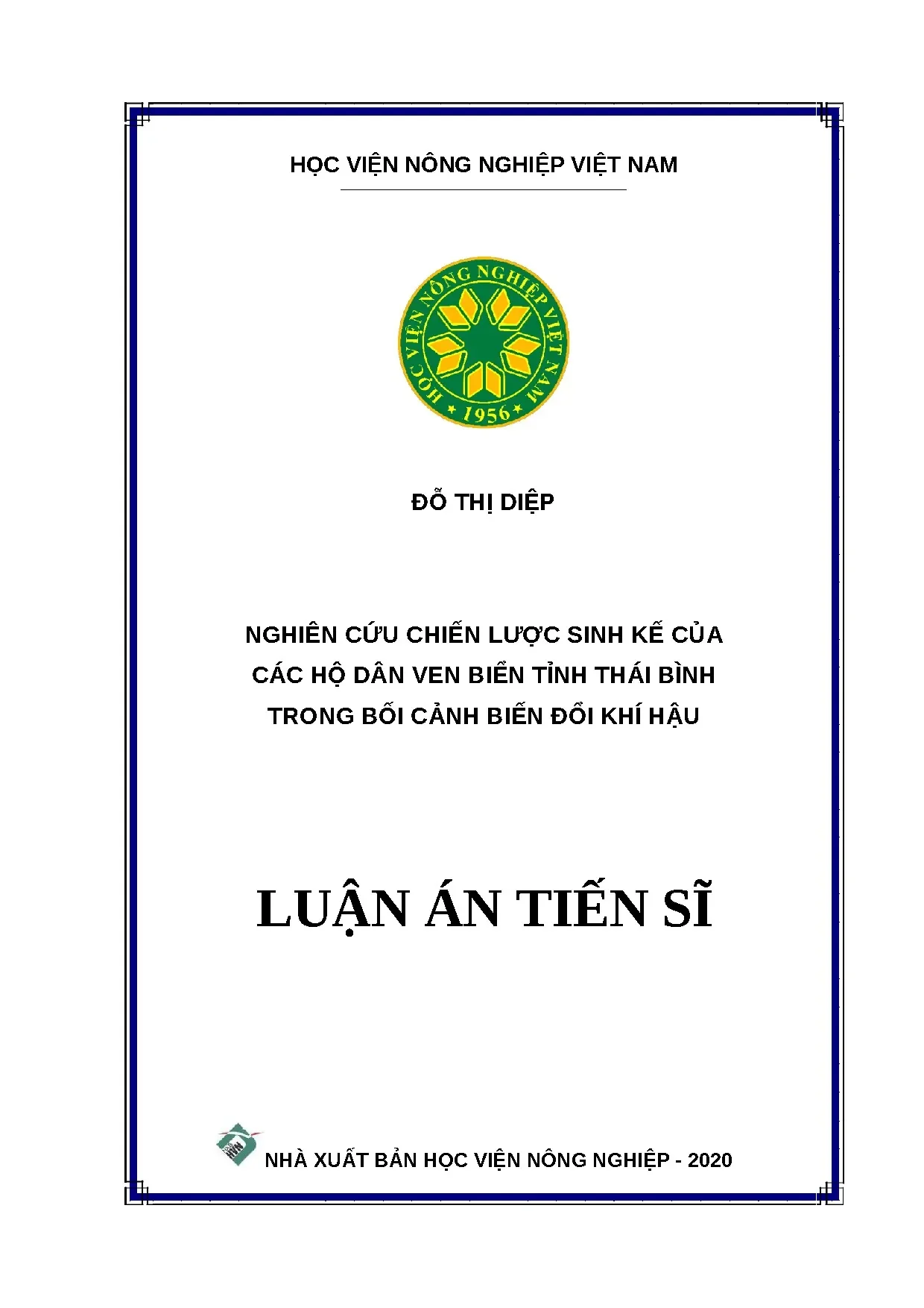 Nghiên cứu chiến lược sinh kế ven biển Thái Bình