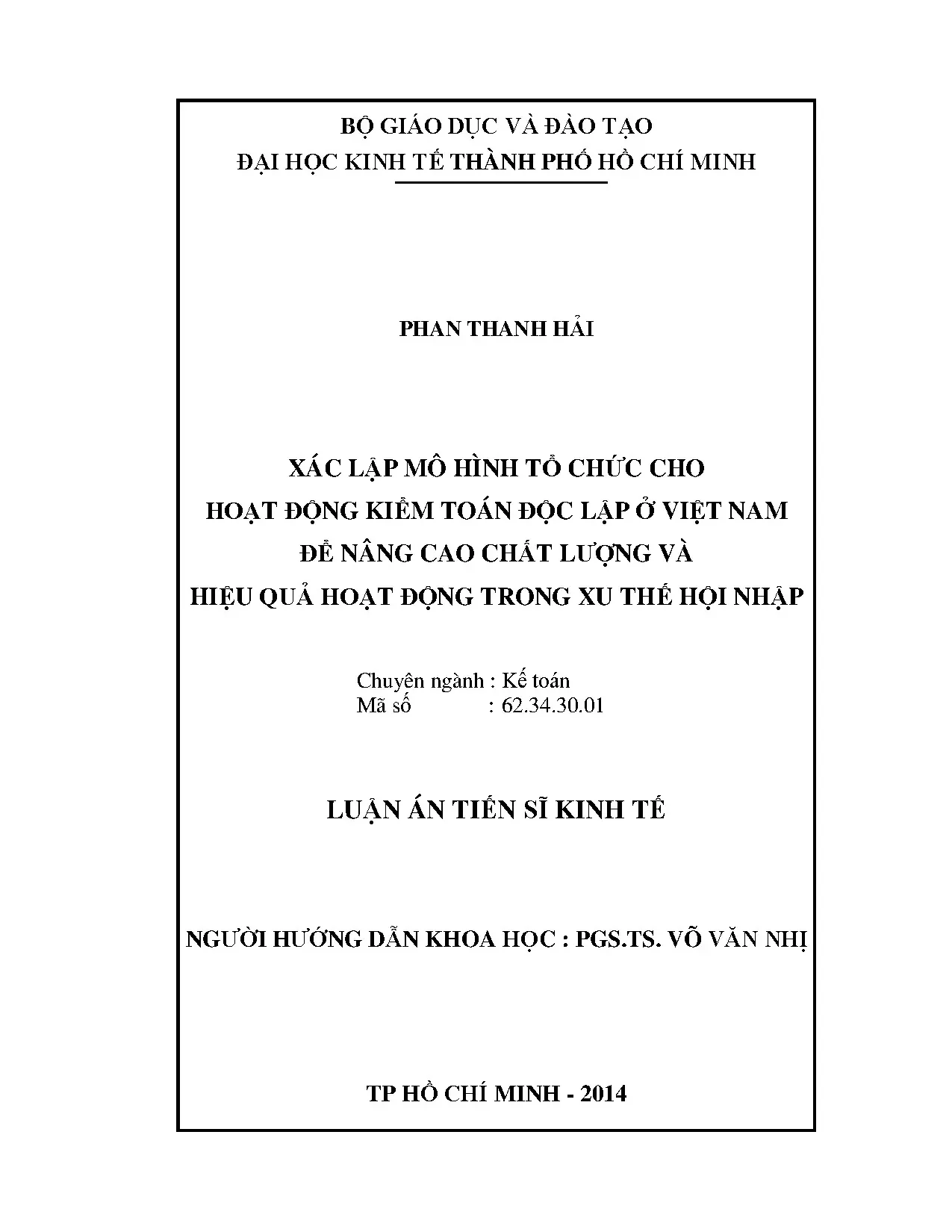 Mô hình tổ chức kiểm toán độc lập Việt Nam