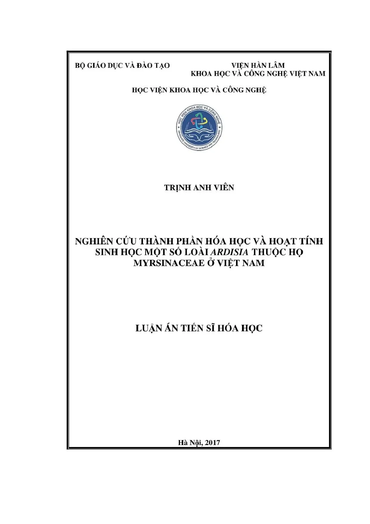 Nghiên cứu thành phần hóa học và hoạt tính sinh học một số l