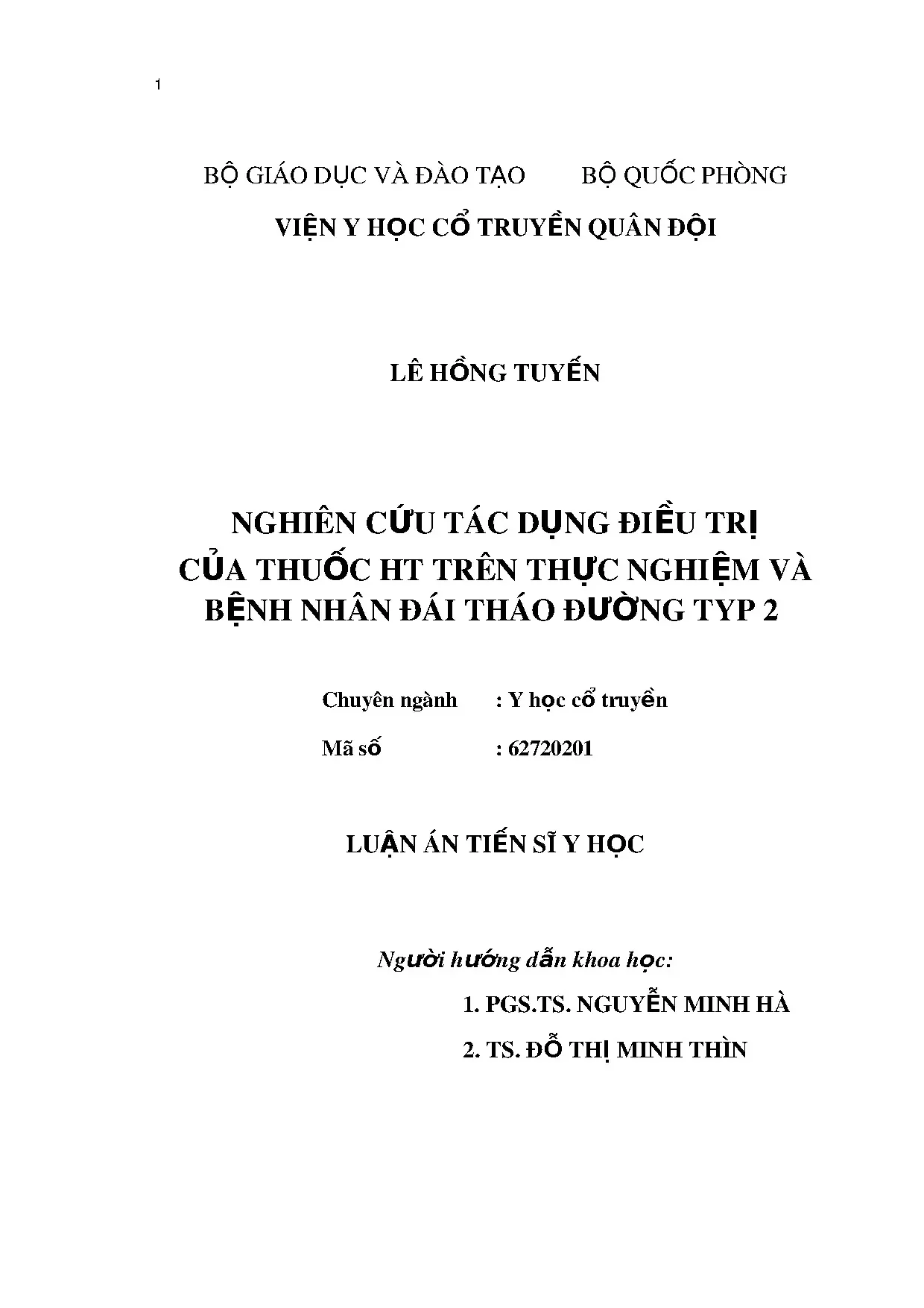 Nghiên cứu tác dụng điều trị của thuốc HT trên bệnh nhân đái tháo đường typ 2