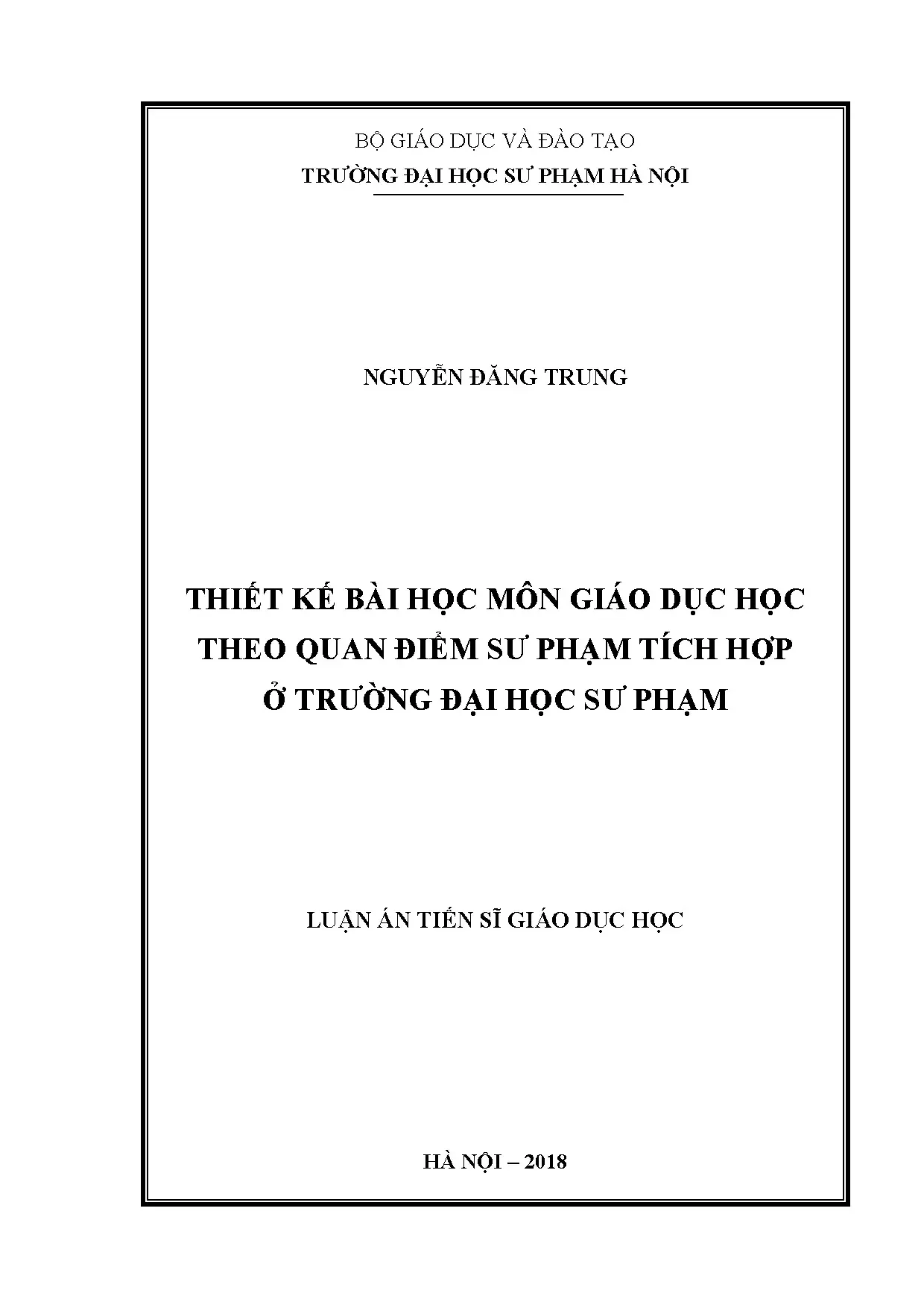 Thiết kế bài học môn giáo dục học theo quan điểm sư phạm tích hợp