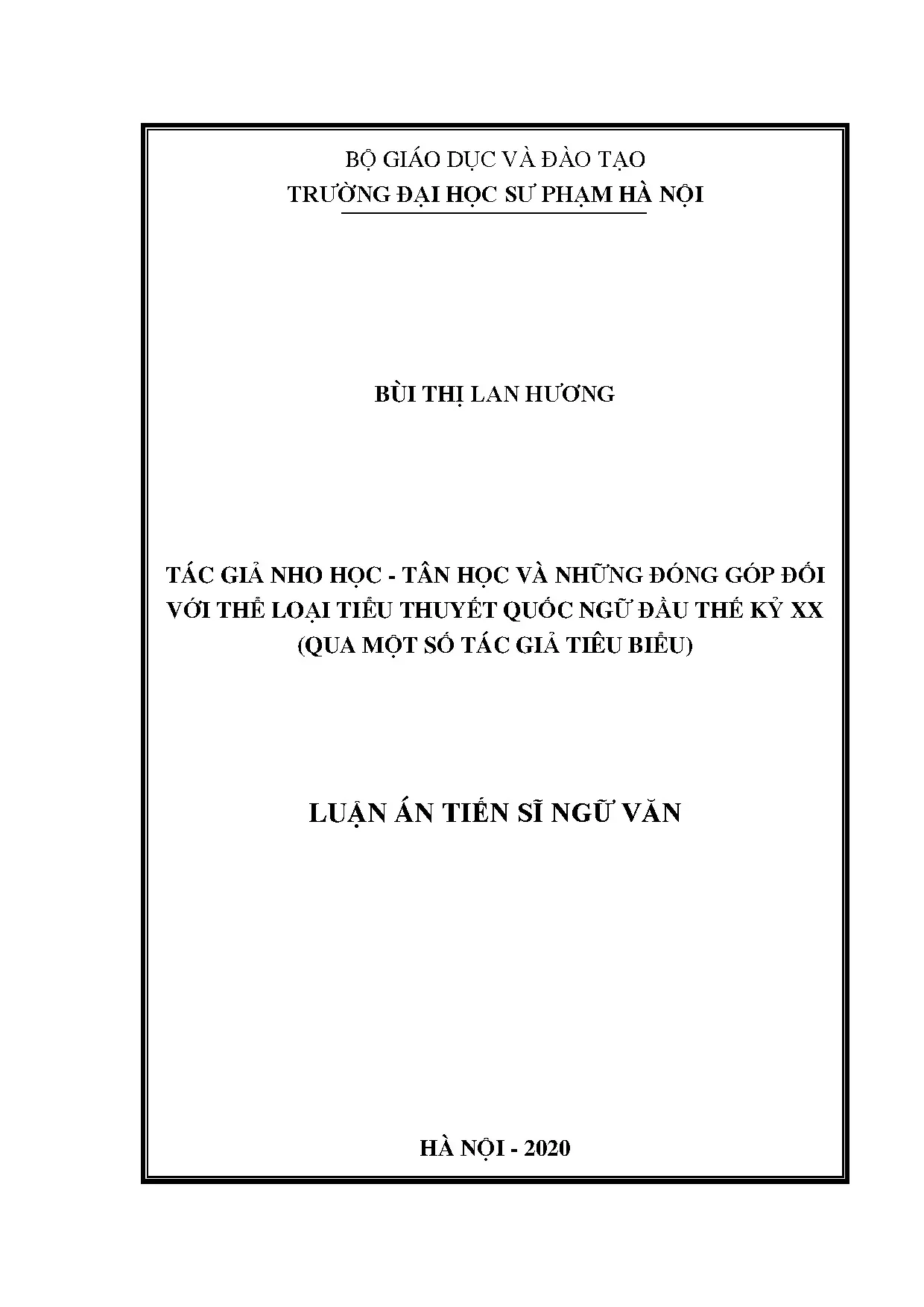 Tác giả nho học - tân học với tiểu thuyết quốc ngữ đầu thế kỷ XX