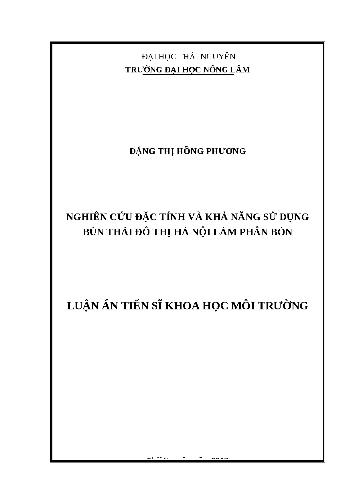 Nghiên cứu đặc tính và khả năng sử dụng bùn thải đô thị Hà Nội