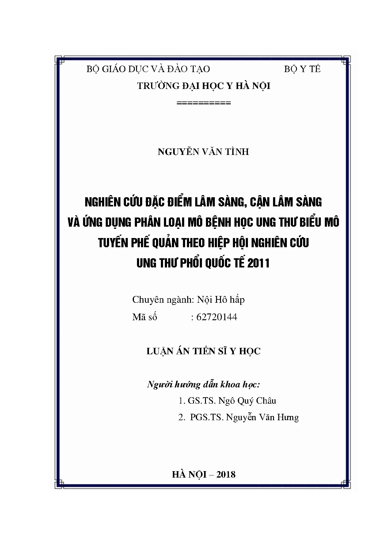 Đặc điểm lâm sàng mô bệnh học ung thư biểu mô tuyến phế quản