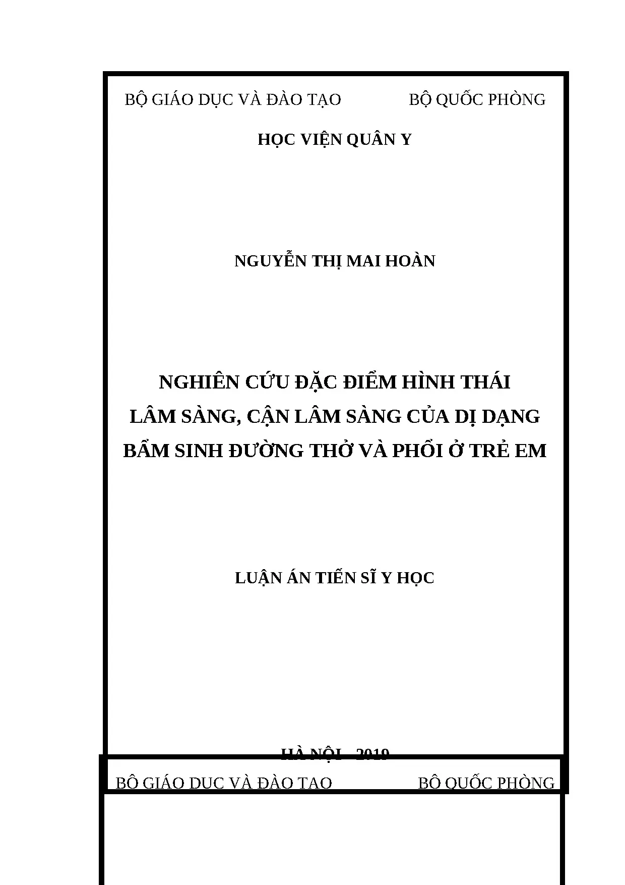 Dị dạng bẩm sinh đường thở và phổi trẻ em: Nghiên cứu lâm sàng