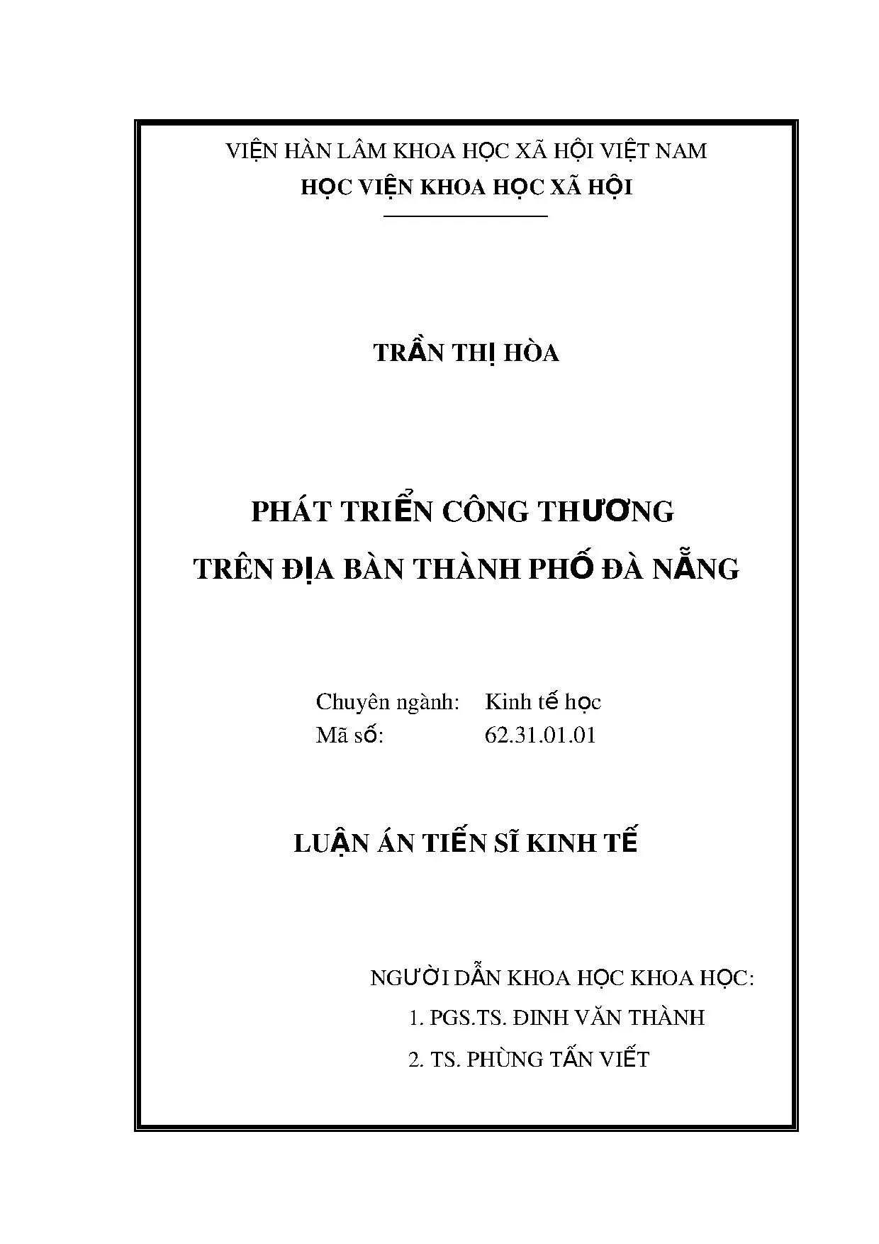 Phát triển công thương tại Đà Nẵng - Luận án tiến sĩ kinh tế