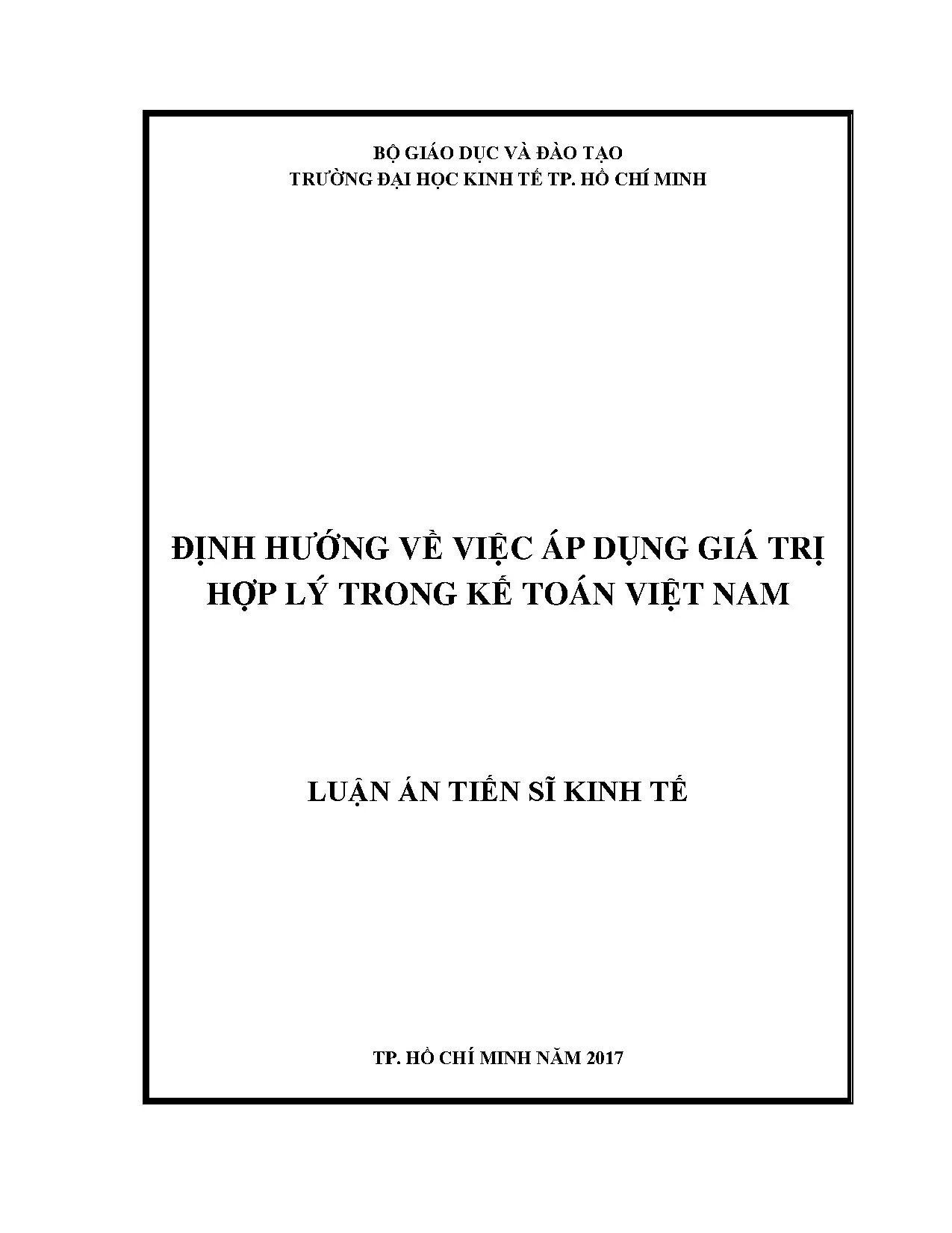 Luận án áp dụng giá trị hợp lý trong kế toán Việt Nam