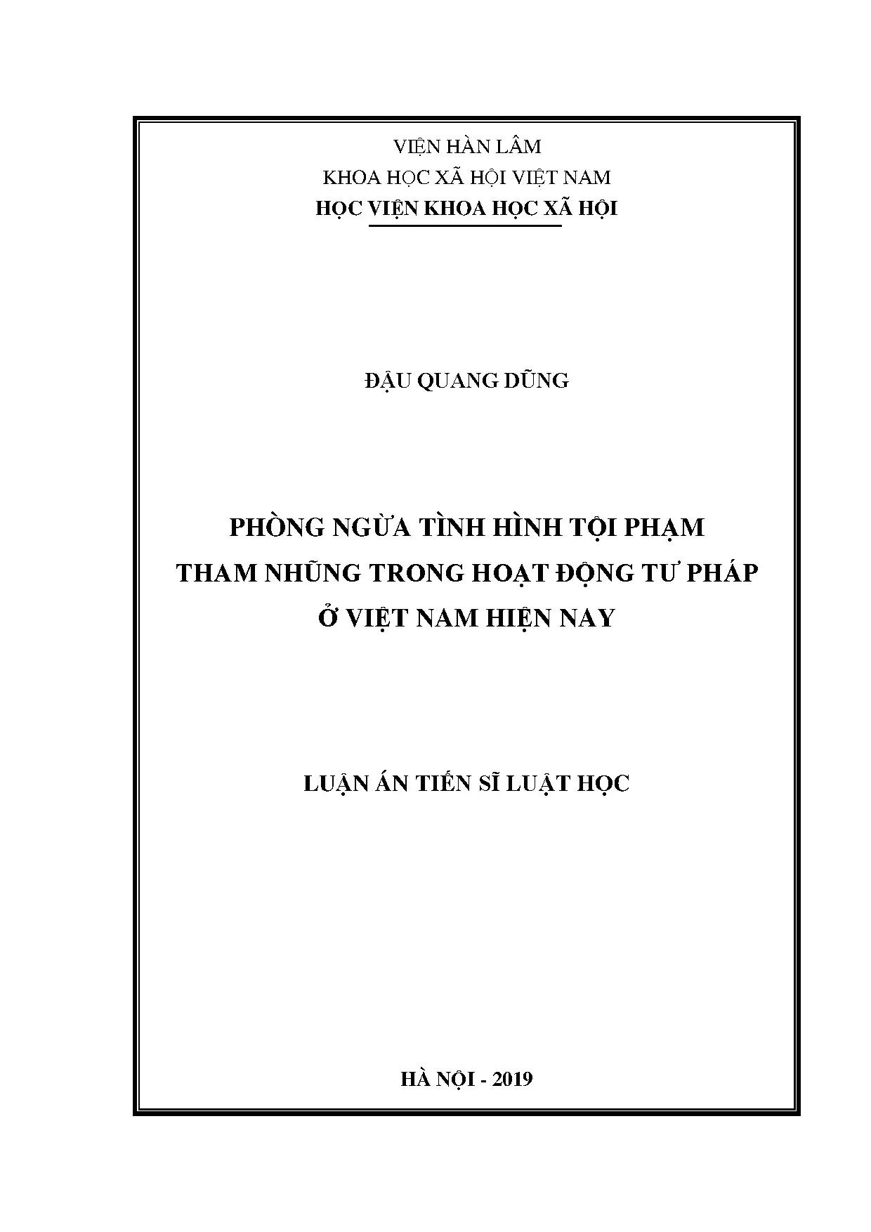 Phòng ngừa tội phạm tham nhũng trong tư pháp ở Việt Nam