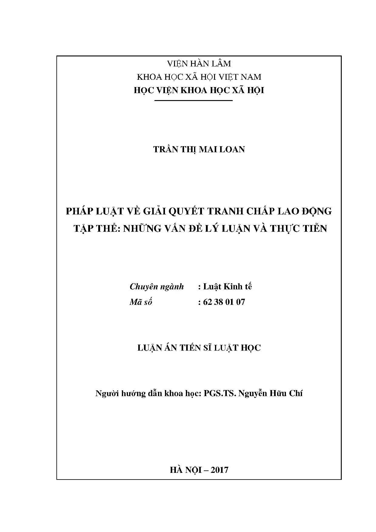 Luận án tiến sĩ: Pháp luật giải quyết tranh chấp lao động tập thể