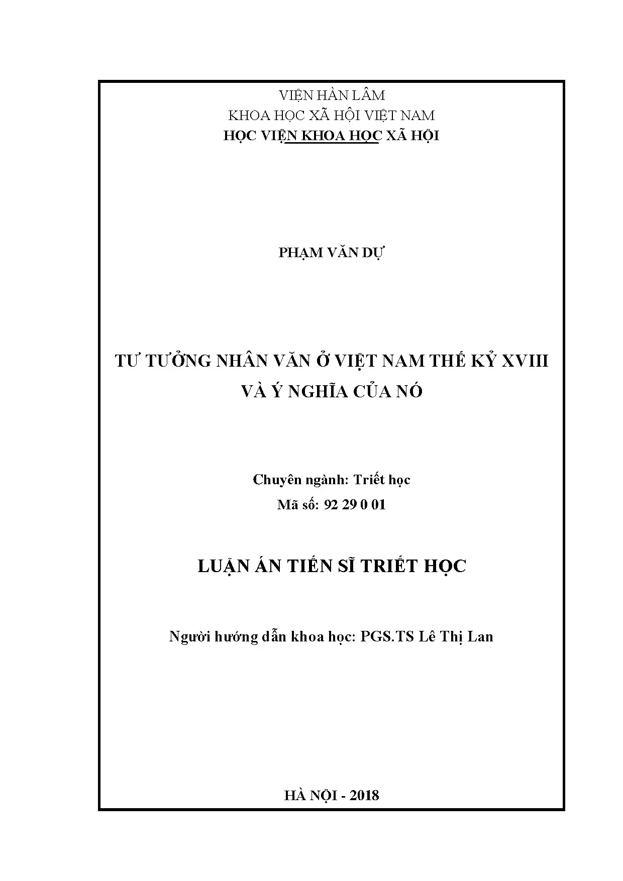 Tư tưởng nhân văn Việt Nam thế kỷ XVIII và ý nghĩa