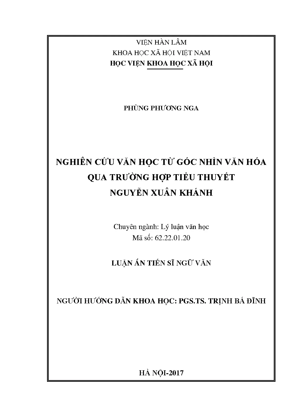 Nghiên cứu văn học từ góc nhìn văn hóa qua tiểu thuyết Nguyễn Xuân Khánh