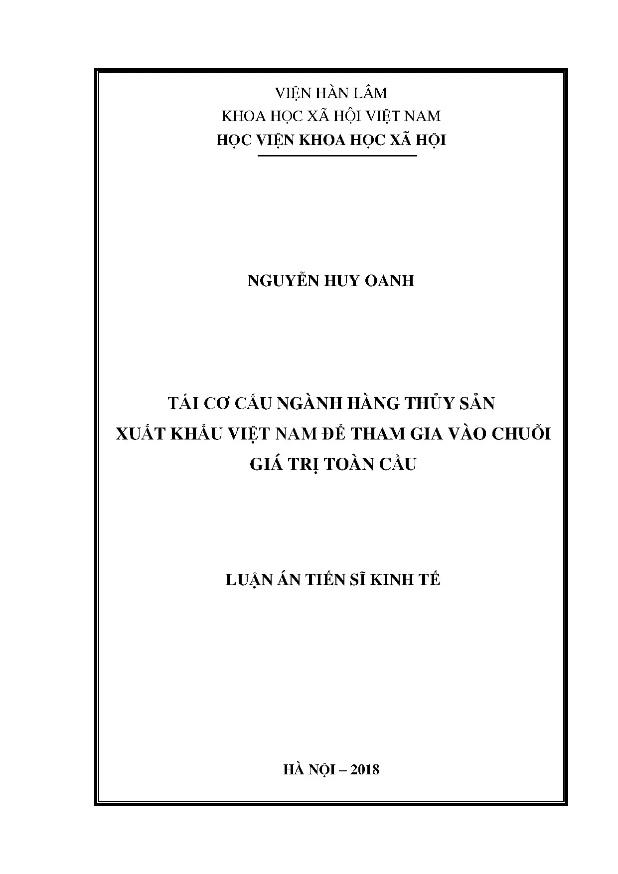 Tái cơ cấu thủy sản xuất khẩu Việt Nam vào chuỗi giá trị