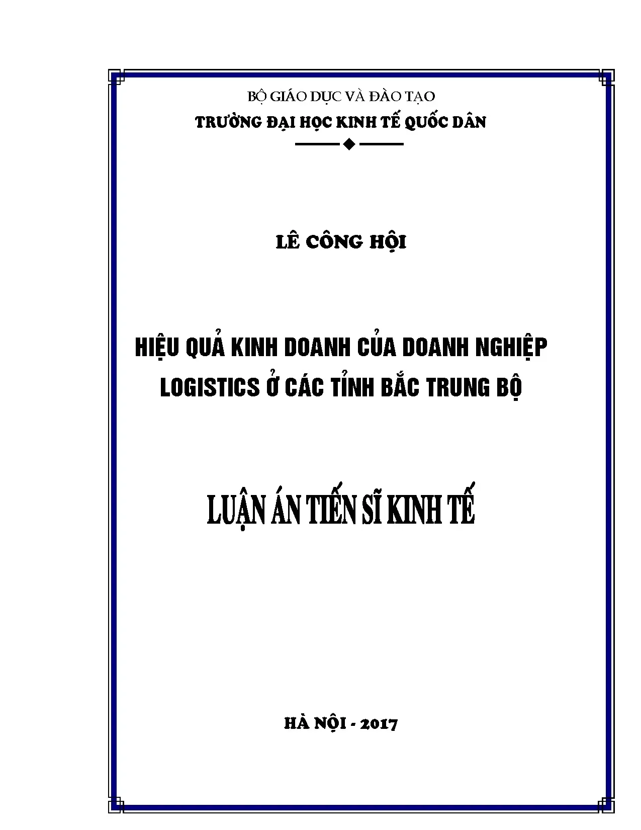 Hiệu quả kinh doanh của doanh nghiệp logistics ở Bắc Trung Bộ