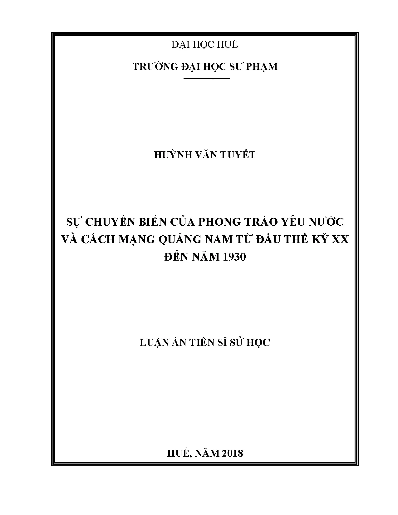 Phong trào yêu nước Quảng Nam 1900-1930: Chuyển biến lịch sử