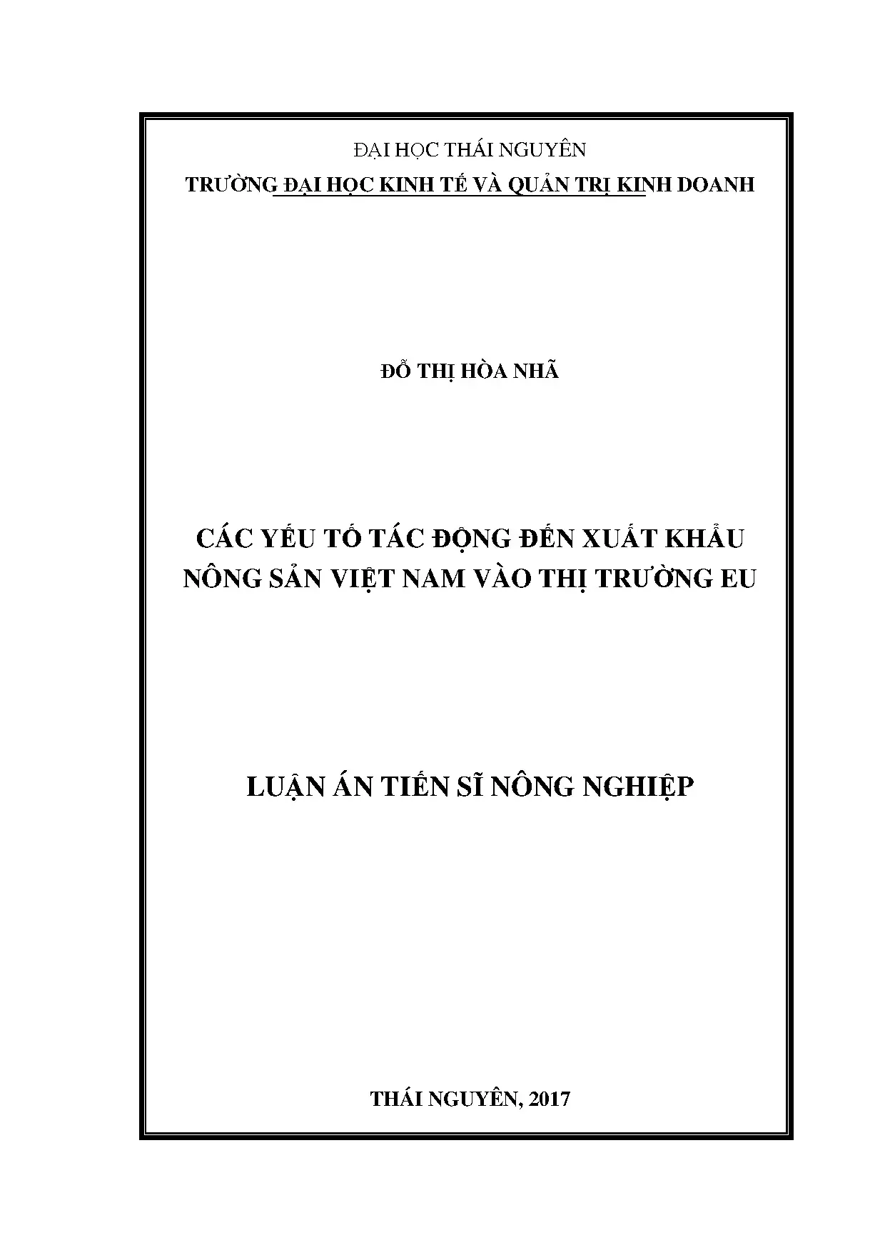Các yếu tố tác động xuất khẩu nông sản Việt Nam vào EU