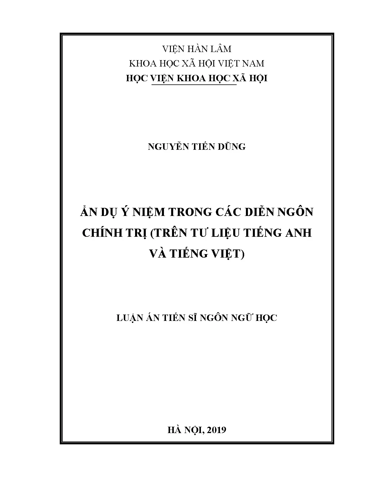 Ẩn dụ ý niệm trong diễn ngôn chính trị tiếng Anh và tiếng Việt
