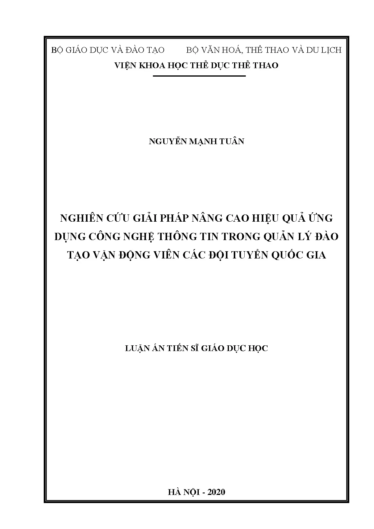 Nâng cao hiệu quả ứng dụng CNTT quản lý đào tạo VĐV quốc gia