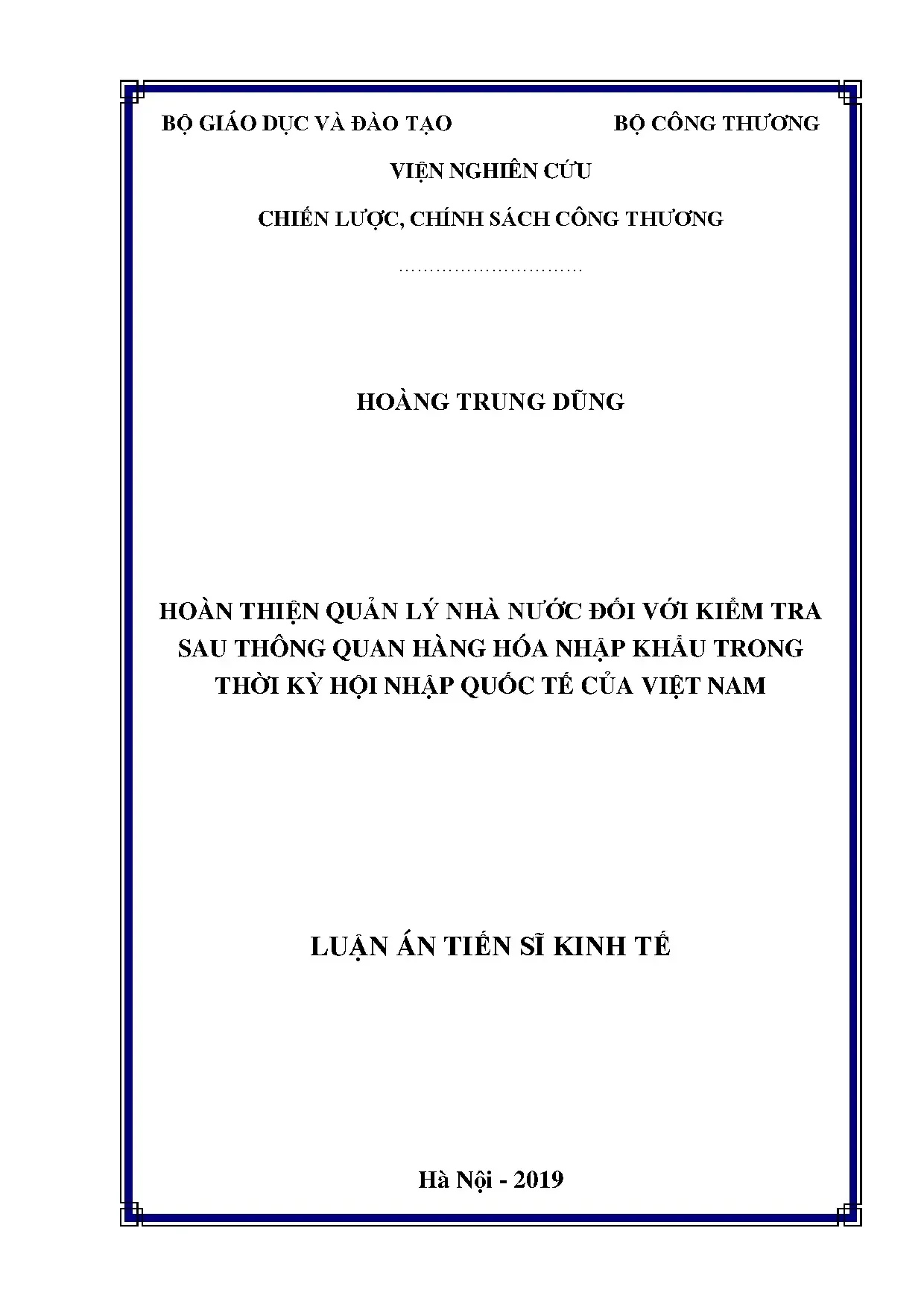 Hoàn thiện quản lý nhà nước kiểm tra sau thông quan hàng nhập khẩu
